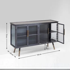 Dressoir Zwart Met Ribbelglas -BEPUREHOME Winkel kare design gomera dressoir zwart met koper 19