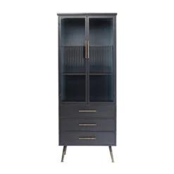 Hoge Wandkast Met Ribbelglas