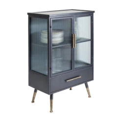 Wandkast Zwart Met Ribbelglas -BEPUREHOME Winkel kare design gomera wandkast zwart met koper 08