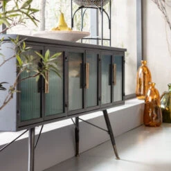 Zwart Dressoir Geribbeld Glas -BEPUREHOME Winkel kare design gomera zwart dressoir 12