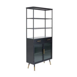 Zwarte Stellingkast Ribbelglas 14 Zwarte Stellingkast Ribbelglas -BEPUREHOME Winkel kare design gomera zwarte stellingkast ribbelglas 02