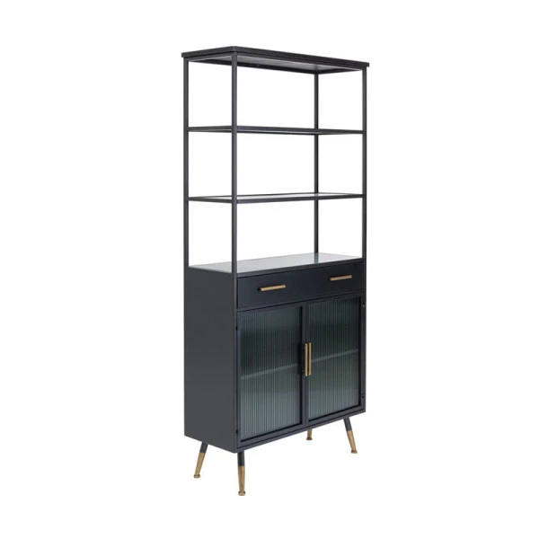 Zwarte Stellingkast Ribbelglas 5 Zwarte Stellingkast Ribbelglas - Afbeelding 3