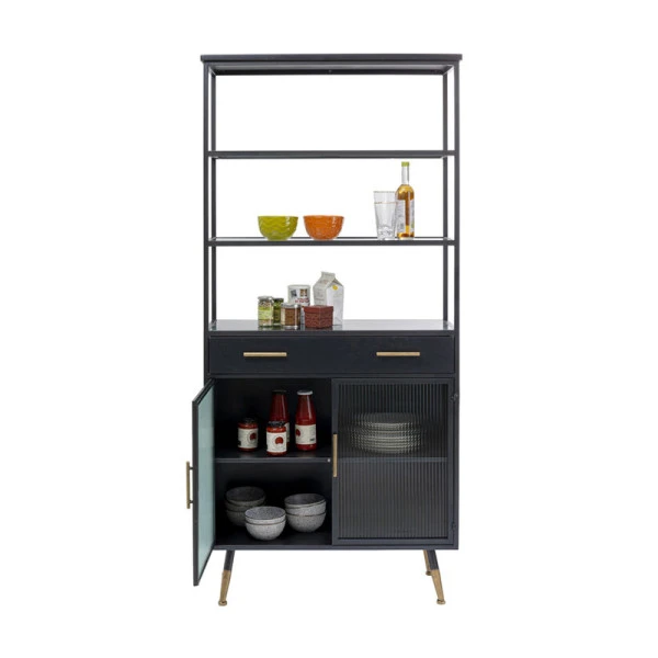 Zwarte Stellingkast Ribbelglas 7 Zwarte Stellingkast Ribbelglas - Afbeelding 5