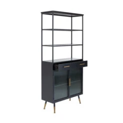 Zwarte Stellingkast Ribbelglas 15 Zwarte Stellingkast Ribbelglas -BEPUREHOME Winkel kare design gomera zwarte stellingkast ribbelglas 07