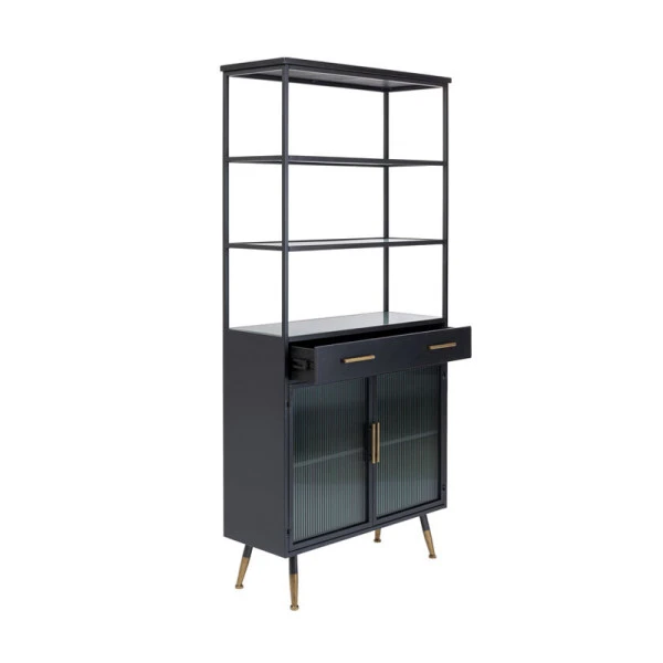 Zwarte Stellingkast Ribbelglas 6 Zwarte Stellingkast Ribbelglas - Afbeelding 4