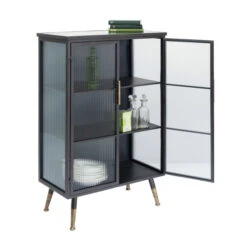 Zwarte Wandkast Met Geribbeld Glas -BEPUREHOME Winkel kare design gomera zwarte wandkast met koper 10