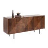 Dressoir Donker Hout -BEPUREHOME Winkel kare design grooves bruin houten dressoir 01