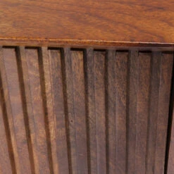 Dressoir Donker Hout -BEPUREHOME Winkel kare design grooves bruin houten dressoir 04