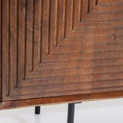 Dressoir Donker Hout -BEPUREHOME Winkel kare design grooves bruin houten dressoir 05