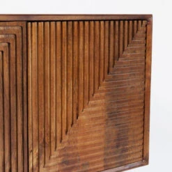 Dressoir Donker Hout -BEPUREHOME Winkel kare design grooves bruin houten dressoir 06