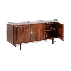 Dressoir Donker Hout -BEPUREHOME Winkel kare design grooves bruin houten dressoir 13