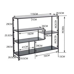 Laag Wandrek Staal Met Glas -BEPUREHOME Winkel kare design loft laag wandrek staal met glas 06 1