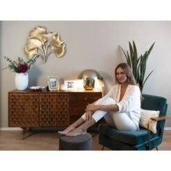 Retro Dressoir Mangohout Goud -BEPUREHOME Winkel kare design muskat magohouten retrodressoir 02