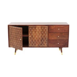 Retro Dressoir Mangohout Goud -BEPUREHOME Winkel kare design muskat mangohouten retrodressoir 07
