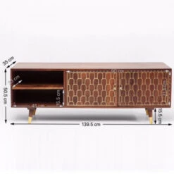 Mangohouten Tv-meubel Goud -BEPUREHOME Winkel kare design muskat mangohouten tv meubel 05