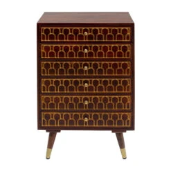 Mangohouten Wandkast Met Goud