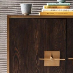 Dressoir Messing En Donker Hout -BEPUREHOME Winkel kare design osaka houten dressoir met messing 03