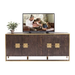 Dressoir Messing En Donker Hout -BEPUREHOME Winkel kare design osaka houten dressoir met messing 83874 007