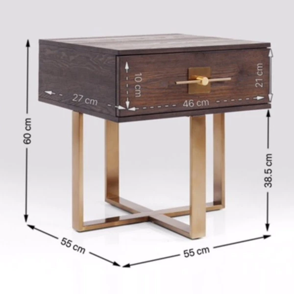Nachtkastje Hout Met Messing 6 Nachtkastje Hout Met Messing - Afbeelding 4