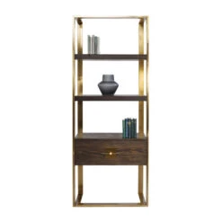 Open Wandkast Messing Met Hout -BEPUREHOME Winkel kare design osaka open wandkast messing met hout 83877 001