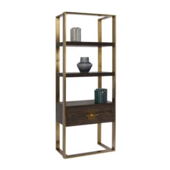 Open Wandkast Messing Met Hout -BEPUREHOME Winkel kare design osaka open wandkast messing met hout 83877 004