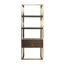 Open Wandkast Messing Met Hout -BEPUREHOME Winkel kare design osaka open wandkast messing met hout 83877 005