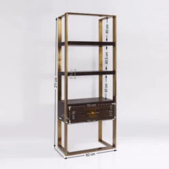 Open Wandkast Messing Met Hout -BEPUREHOME Winkel kare design osaka open wandkast messing met hout 83877 008