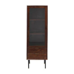 Smalle Vitrinekast Sheeshamhout
