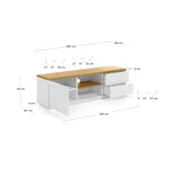 Tv-meubel Wit Eiken 150 Cm -BEPUREHOME Winkel kave home abilen wit tv meubel met eiken 150 cm 07
