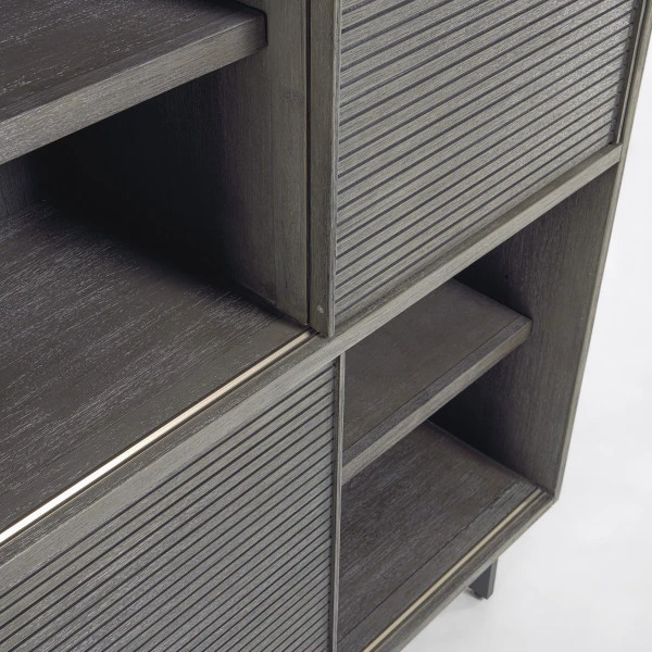 Wandkast Grijs Acaciahout 4 Wandkast Grijs Acaciahout - Afbeelding 2