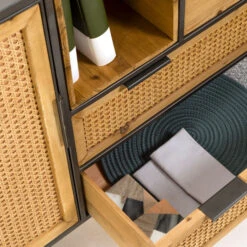 Rotan Webbing Dressoir Zwart Staal -BEPUREHOME Winkel kave home kyoko metalen dressoir met webbing 08