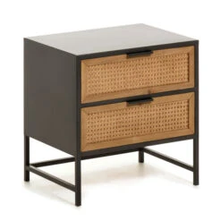 Zwart Nachtkastje Met Webbing -BEPUREHOME Winkel kave home kyoko zwart nachtkastje met webbing 01