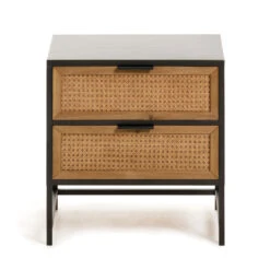 Zwart Nachtkastje Met Webbing -BEPUREHOME Winkel kave home kyoko zwart nachtkastje met webbing 02