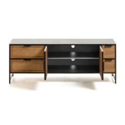 Zwart Tv-meubel Met Webbing 16 Zwart Tv-meubel Met Webbing -BEPUREHOME Winkel kave home kyoko zwart tv meubel met webbing 04