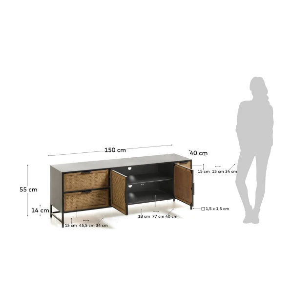 Zwart Tv-meubel Met Webbing 12 Zwart Tv-meubel Met Webbing - Afbeelding 10