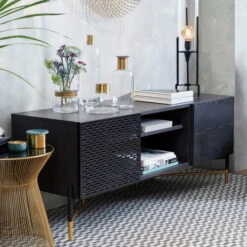 Tv-meubel Zwart Met Goud 15 Tv-meubel Zwart Met Goud -BEPUREHOME Winkel kave home milian zwart essenhouten tv meubel 01 1