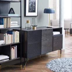 Zwart Essenhouten Wandrek -BEPUREHOME Winkel kave home milian zwart essenhouten wandrek 01 1