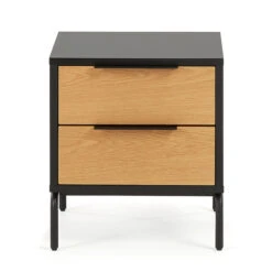 Nachtkastje Zwart Met Eiken