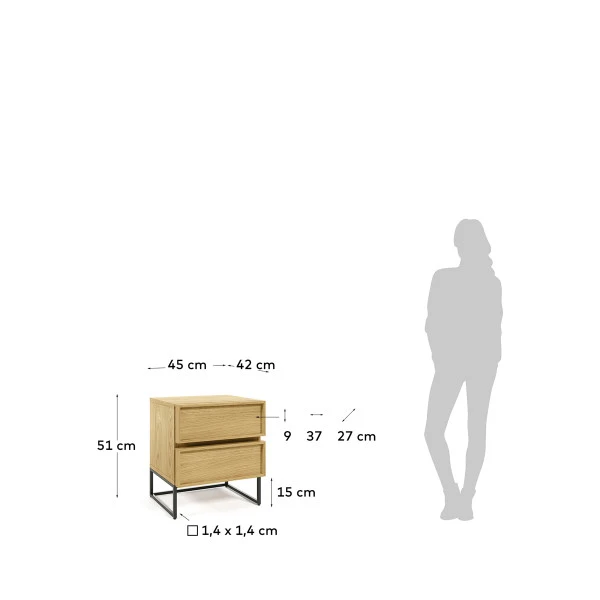Eiken Nachtkastje 4 Eiken Nachtkastje - Afbeelding 2