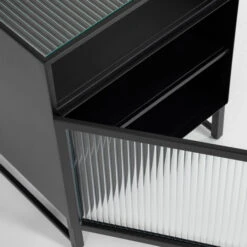 Zwart Nachtkastje Ribbelglas -BEPUREHOME Winkel kave home trixie zwart nachtkastje ribbelglas 07