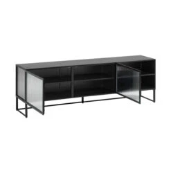 Zwart Tv-meubel Met Ribbelglas 14 Zwart Tv-meubel Met Ribbelglas -BEPUREHOME Winkel kave home trixie zwart tv meubel met ribbelglas 02 1