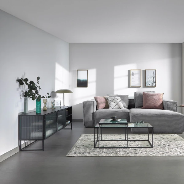 Zwart Tv-meubel Met Ribbelglas 6 Zwart Tv-meubel Met Ribbelglas - Afbeelding 4