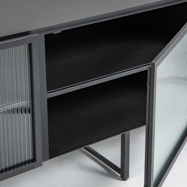 Zwart Tv-meubel Met Ribbelglas 10 Zwart Tv-meubel Met Ribbelglas - Afbeelding 8