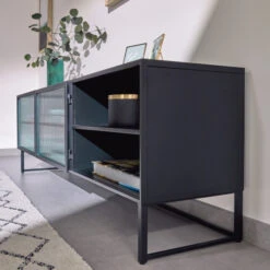 Zwart Tv-meubel Met Ribbelglas 16 Zwart Tv-meubel Met Ribbelglas -BEPUREHOME Winkel kave home trixie zwart tv meubel met ribbelglas 6 1