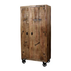 Robuuste Kast Mangohout -BEPUREHOME Winkel lavis porter hoge wandkast op wielen 03