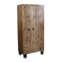 Robuuste Kast Mangohout -BEPUREHOME Winkel lavis porter hoge wandkast op wielen 04