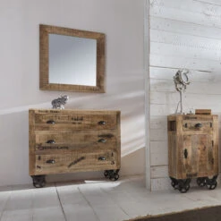 Rustiek Nachtkastje Van Mangohout -BEPUREHOME Winkel lavis porter industriele kast met tekst 01 2