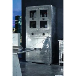 Buffetkast Zilver Aluminium -BEPUREHOME Winkel lavis witold aluminium vitrinekast met 2 laden 03