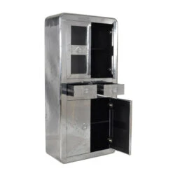 Buffetkast Zilver Aluminium -BEPUREHOME Winkel lavis witold aluminium vitrinekast met 2 laden 04 1