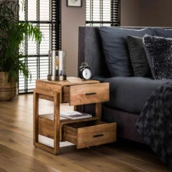 Mangohouten Nachtkastje 2 Lades -BEPUREHOME Winkel mangohouten nachtkastje 2 lades gobi giani 01 2